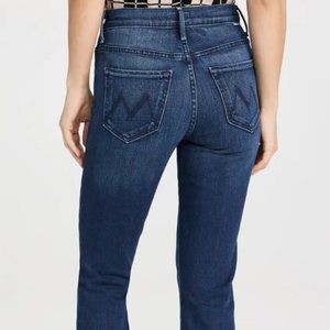 MOTHER Denim Size 30 dark wash bootcut Insider Crop Step Fray, Color: Sake to Me